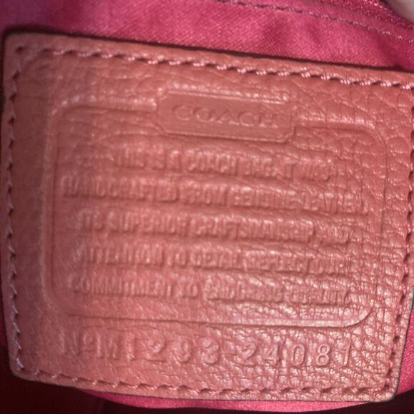 Coach Pink Poppy Leather Handbag Large 24081 Double Chain Handle turnlock pocket - Picture 10 of 16